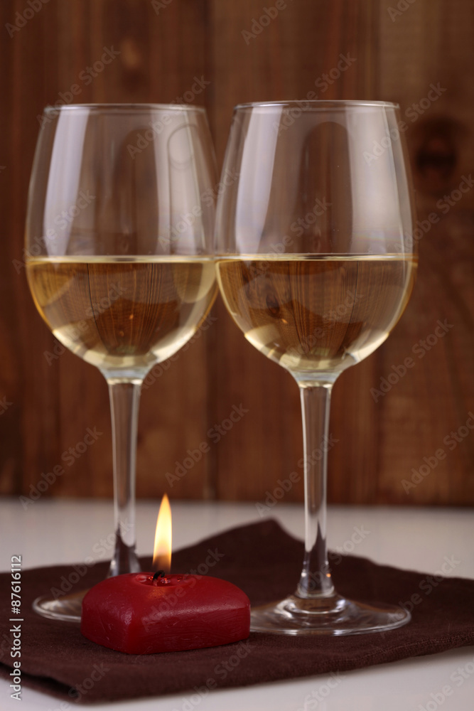 Two wine glasses and candlelight Two wine glasses and candlelight