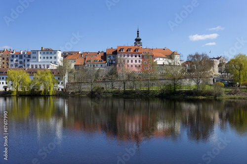Colorful medieval Town Pisek above the river Otava, Czech Republic © Kajano