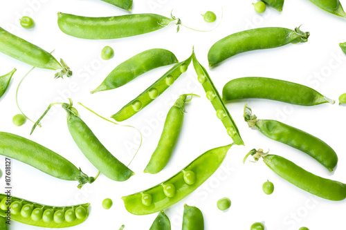 Fresh green peas close up