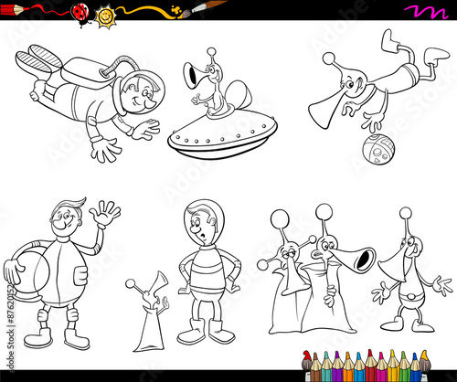 aliens cartoon coloring page
