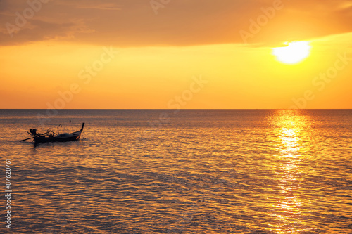 Sailing boats on a background of a beautiful sunset