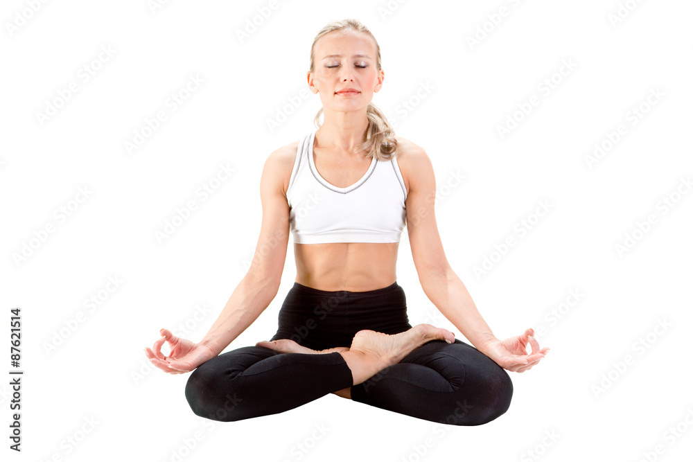 Sport Series: yoga. Lotus Position: eyes closed.