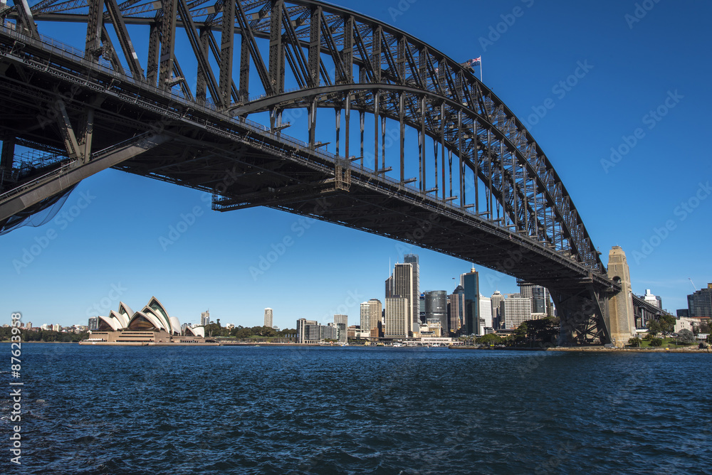 Naklejka premium Sydney Opera House, Harbour Bridge and downtown, Australia