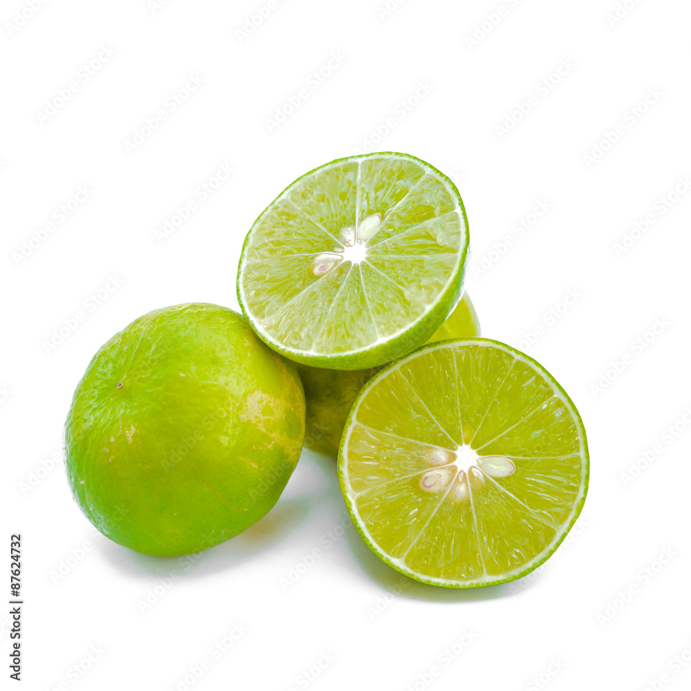 Juicy slices of lime isolated on white background. Juicy slices of lime isolated on white background.