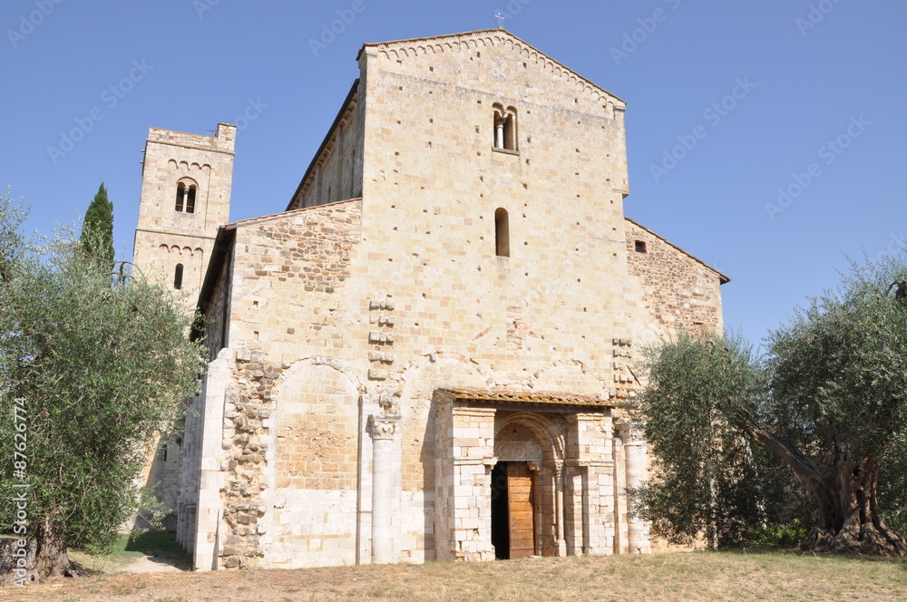 Abbazia di Sant Antimo, Benedictine monastery Montalcino, Tuscany, Italy