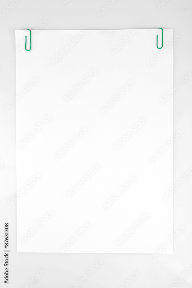 White sheet of paper attached on white background White sheet of paper attached on white background