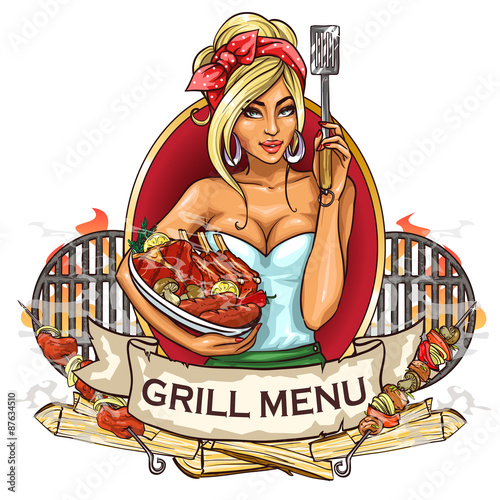 BBQ Grill Party label design