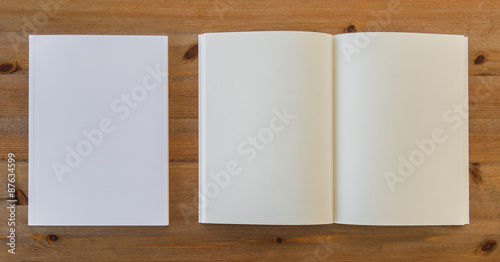 Blank catalog, magazines,book mock up on wood background