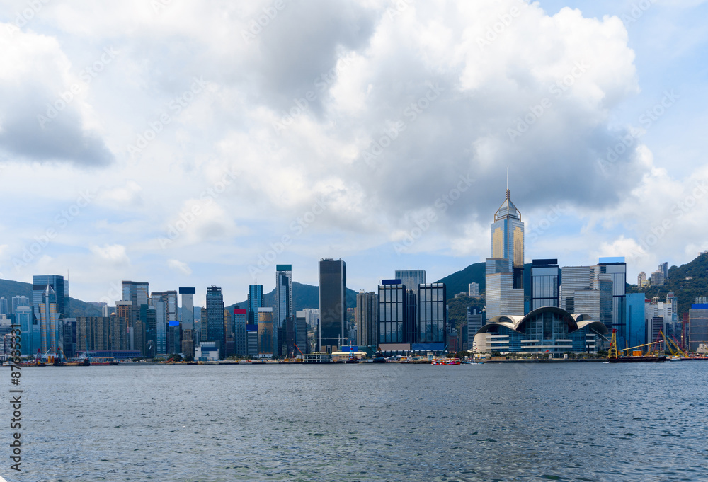 Fototapeta premium panoramic cityscape and skyline of hongkong harbor