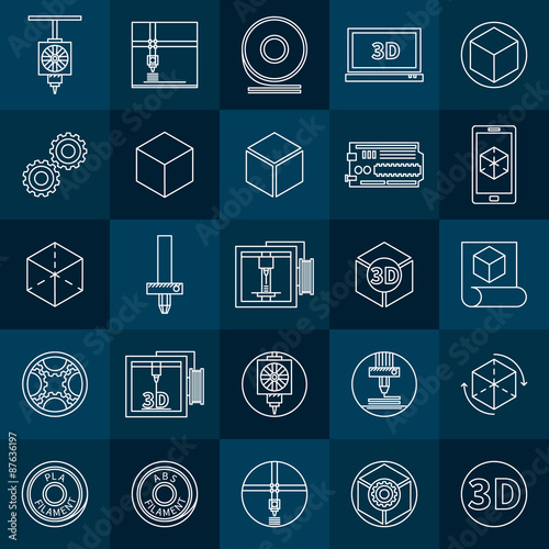 3D print icons set
