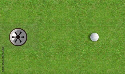 Golf Hole With Ball Approaching