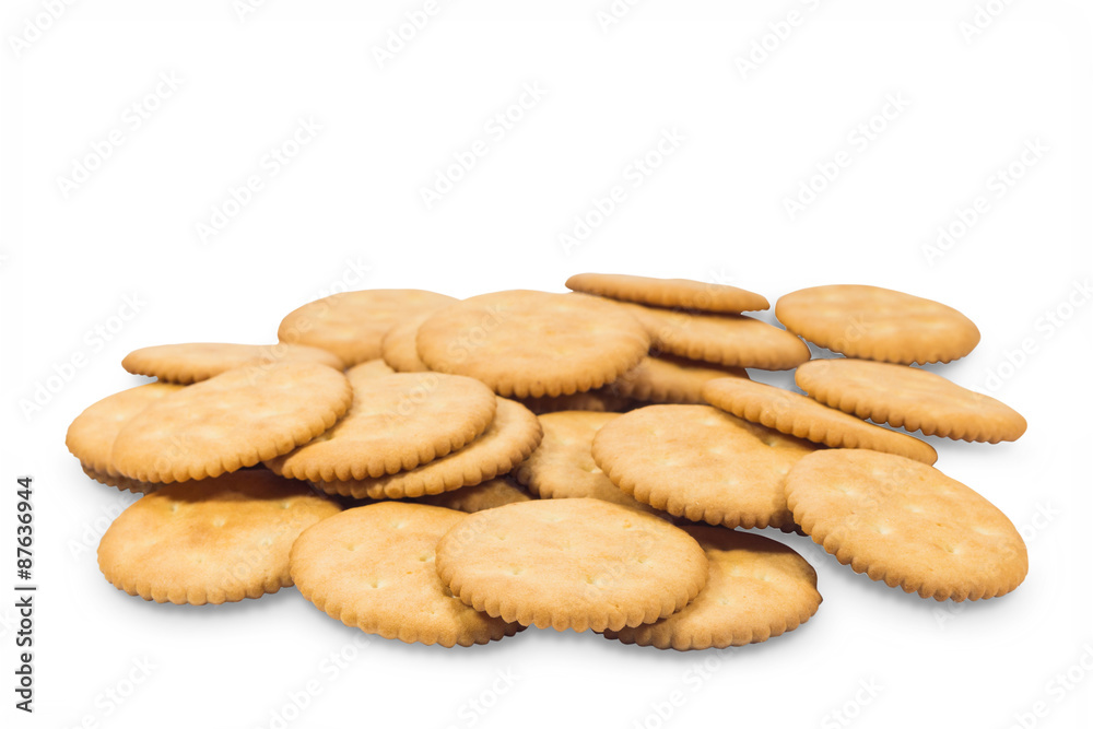 Cracker cookies isolated on white background,clipping path Cracker cookies isolated on white background,clipping path