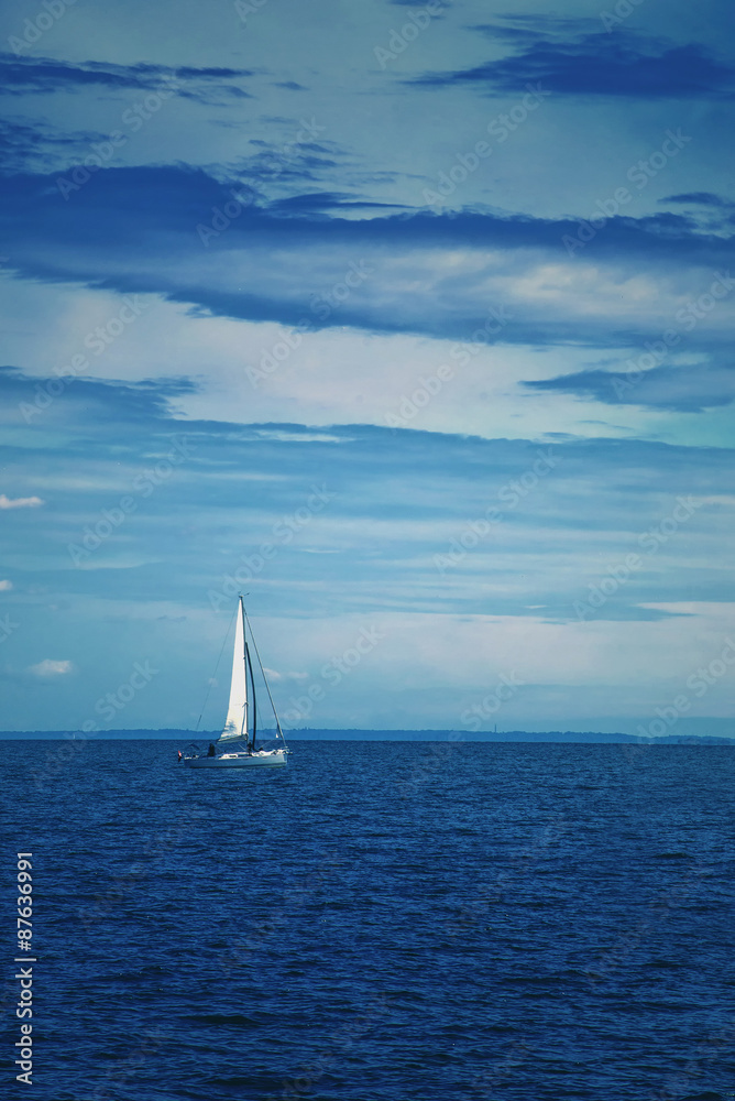Boat Sailing at Blue Sea