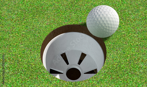 Golf Hole With Ball Approaching