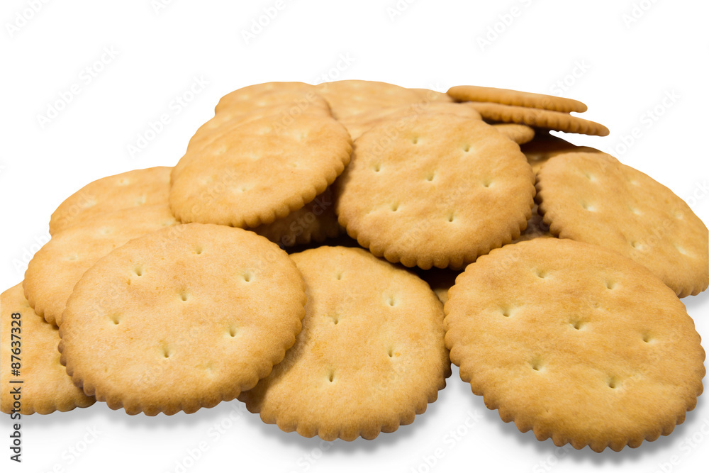 Cracker cookies isolated on white background,clipping path Cracker cookies isolated on white background,clipping path