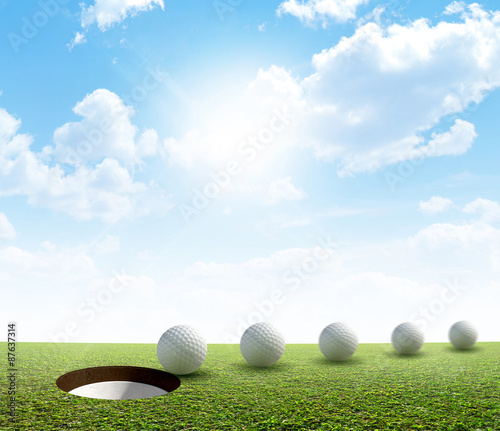 Golf Hole And Ball Putt Path