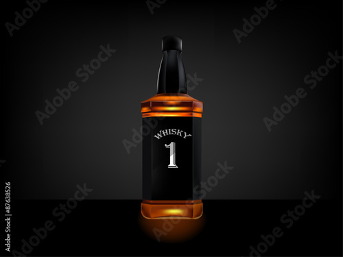 vector of beautiful whisky bottle on dark background