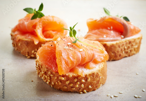 bread with fresh salmon fillet