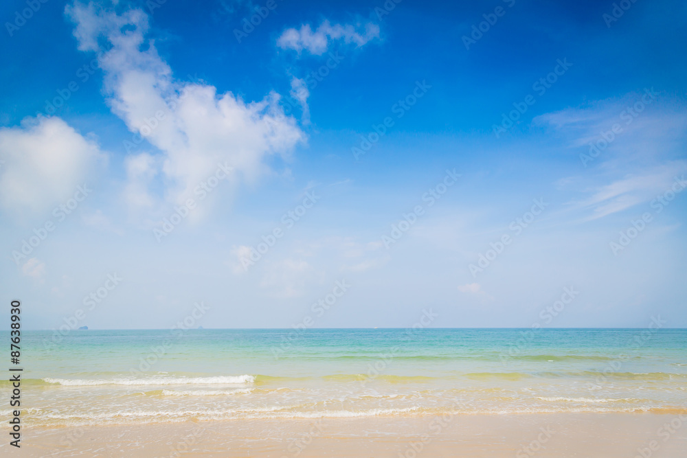 Beach and tropical sea with blue sky