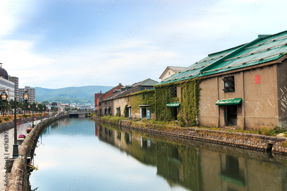 Otaru, historic canal and warehousedistrict in Hokkaido, Japan