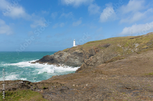 Trevose Head Lighthouse Cornwall coast between Newquay and Padstow uk