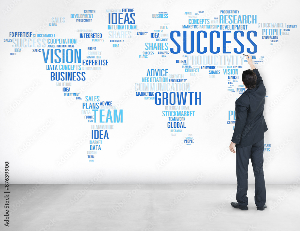 Businessman Planning Global Business Strategy Success Growth Con Businessman Planning Global Business Strategy Success Growth Con