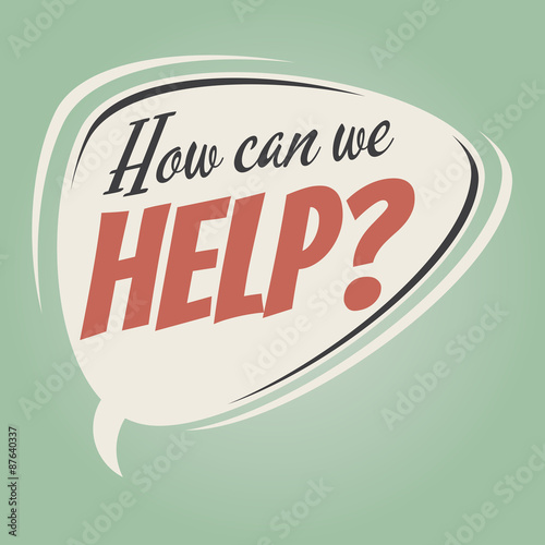 how can we help retro speech bubble