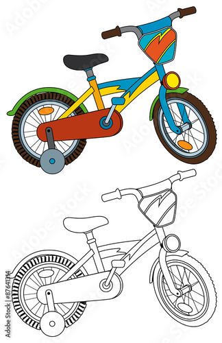 Cartoon bicycle - coloring page 