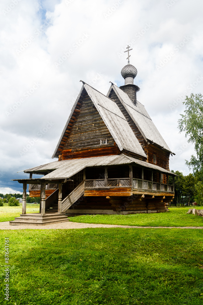 Russian city of Suzdal Orthodox church on a background of clouds