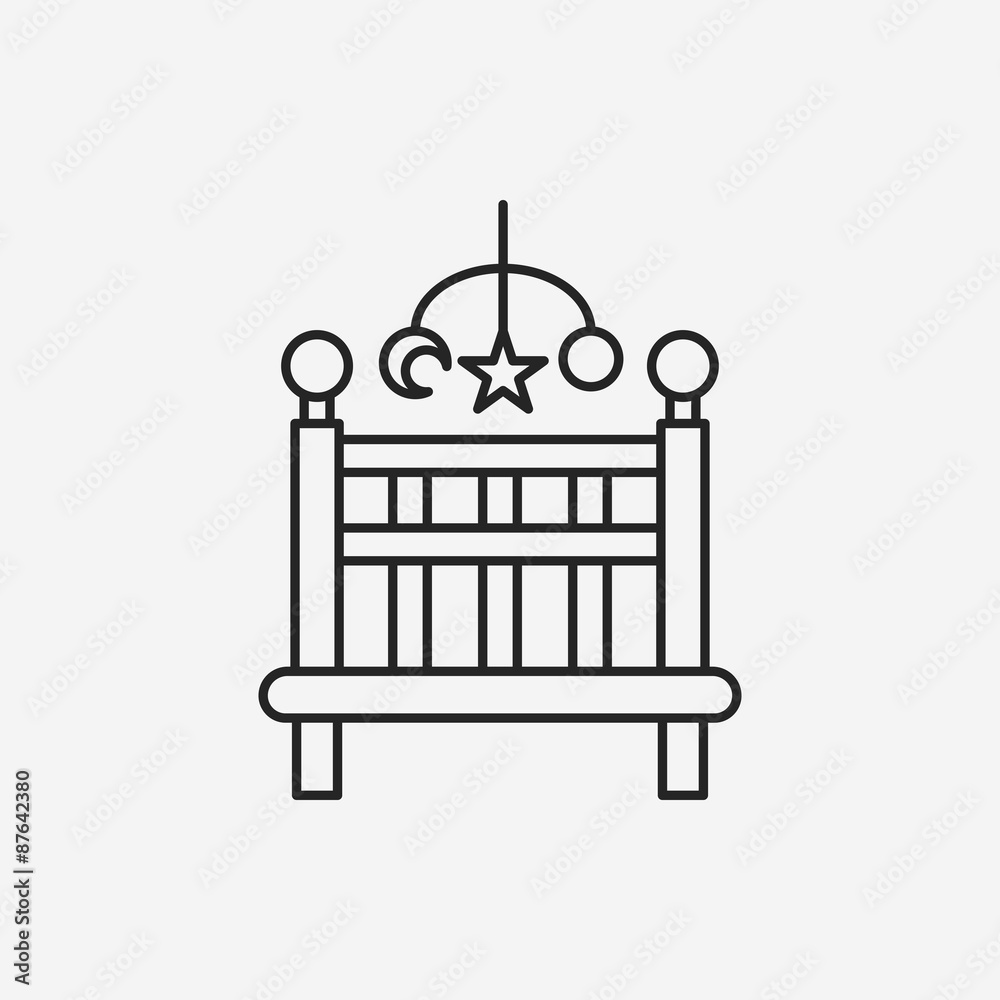 Obraz premium baby bed line icon