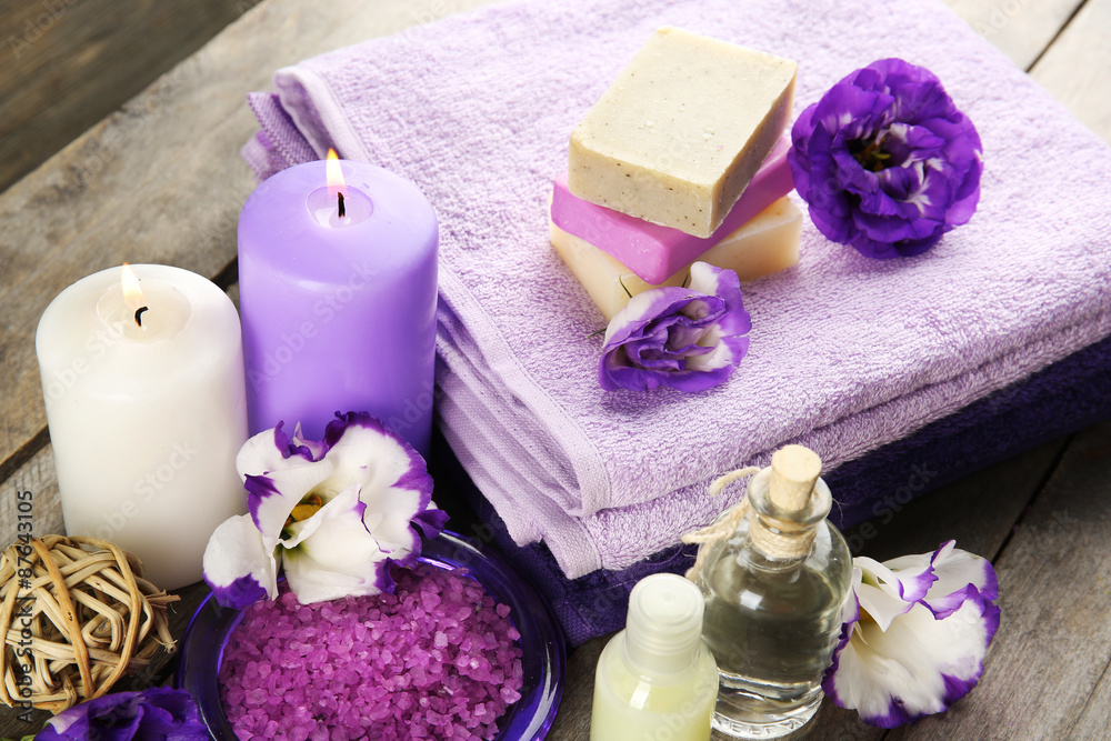 Spa still life with purple flowers Spa still life with purple flowers