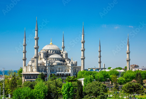 Sultan Ahmed Mosque (Blue mosque) in Istanbul in the sunny day, Turkey