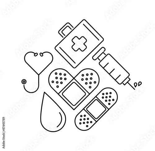 collection of minimal line icon medical conceptual illustration vector