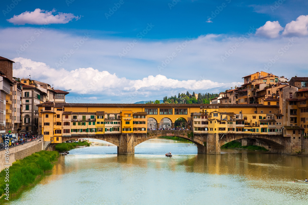 Gold (Ponte Vecchio) of Bridge in Florence in the sunny summer day