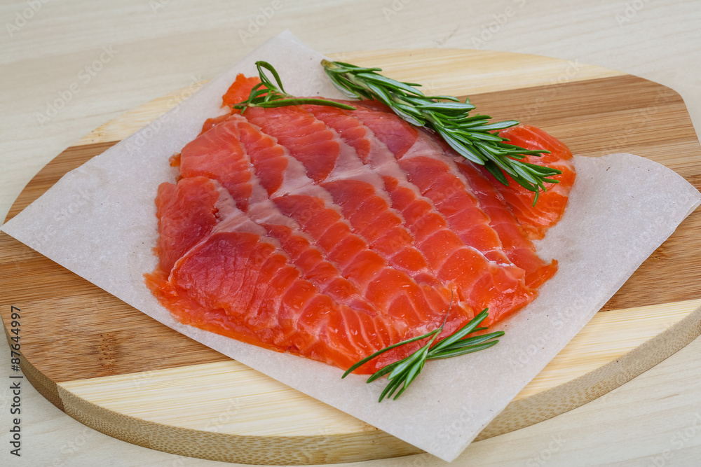 Sliced salmon