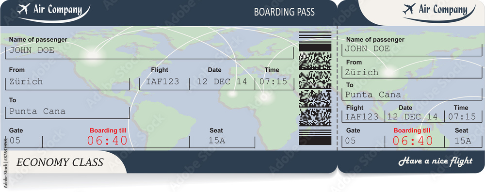 Pattern of airline boarding pass ticket Stock Vector | Adobe Stock