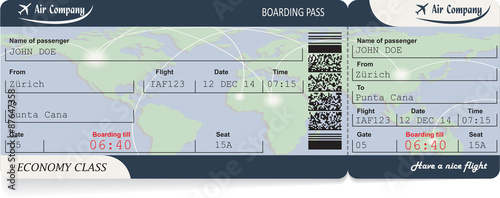 Pattern of airline boarding pass ticket