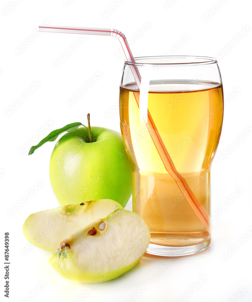 Glass of apple juice isolated on white Glass of apple juice isolated on white