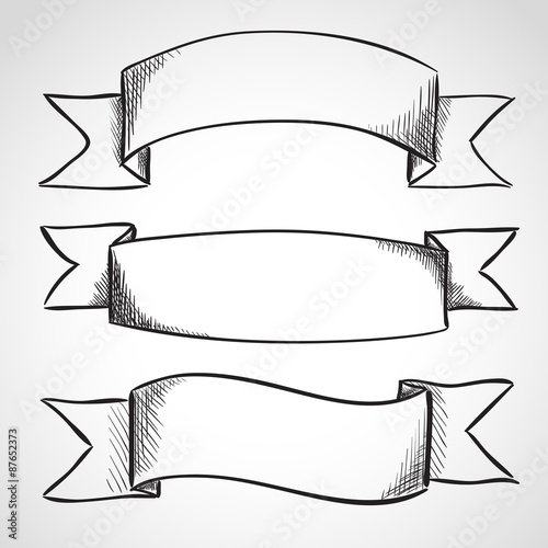 Hand drawn sketch ribbons