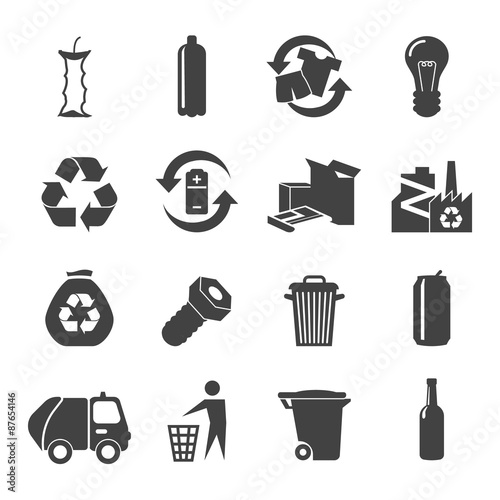 Recyclable Materials Icons Set 