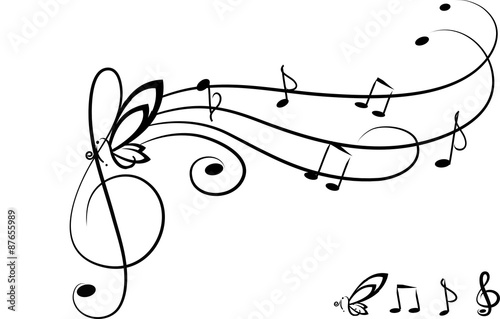 Chiave di violino, portativo e farfafalla photo