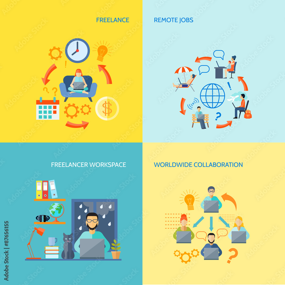 Freelance Decorative Icon Set Freelance Decorative Icon Set