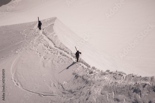 People Climbing Mont Blanc in Alps