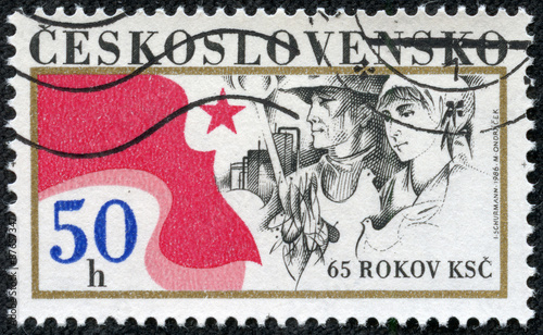 stamp printed in Czechoslovakia showing 65 years KSC