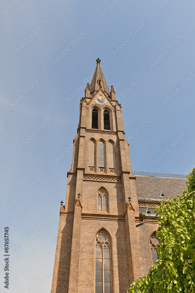 Belfry of Church of St. Ludmila (1892) in Prague