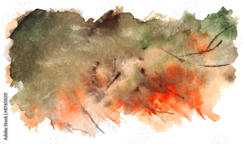 Watercolor vector background texture autumn foliage tree