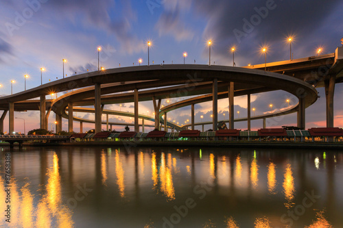 Bhumibol bridge in sunset,Bangkok,Thailand