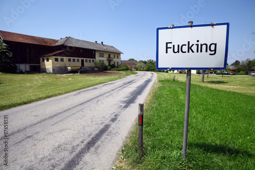 Fotografie Austrian city Fucking entrance sign
