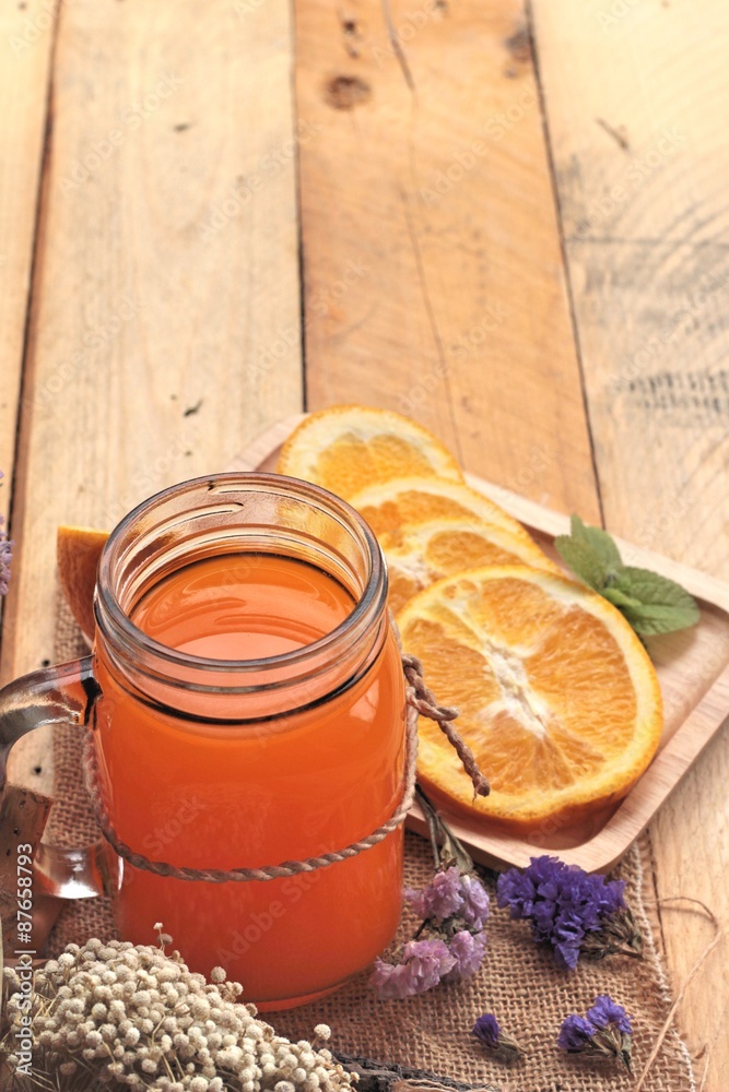 Orange juice with fresh orange fruits sliced. Orange juice with fresh orange fruits sliced.