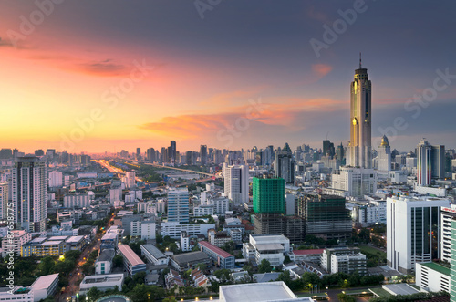 Photography Bangkok city night view with nice sky